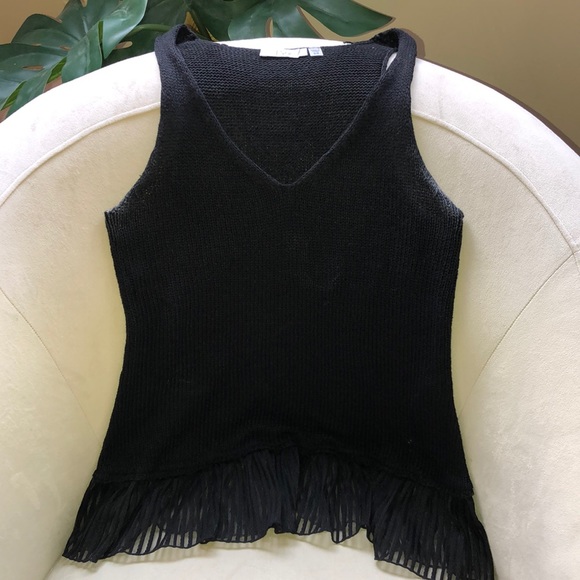 Dex Tops - Dex sweater tank with sheer trim detail